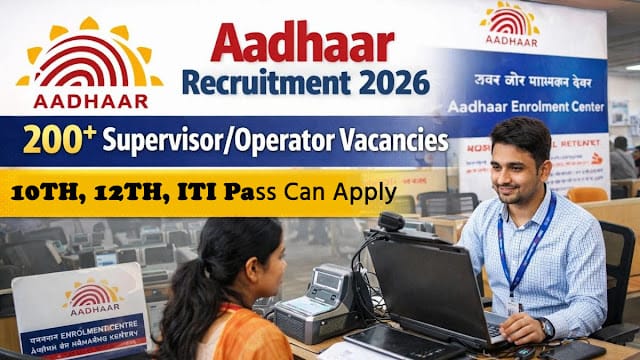 Aadhaar Supervisor Operator Jobs 2026 – Apply Online