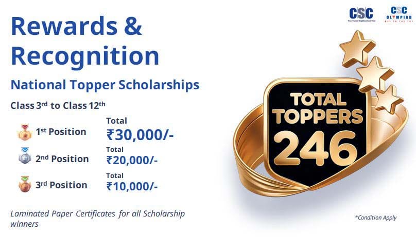 CSC Olympiad topper scholarship prizes